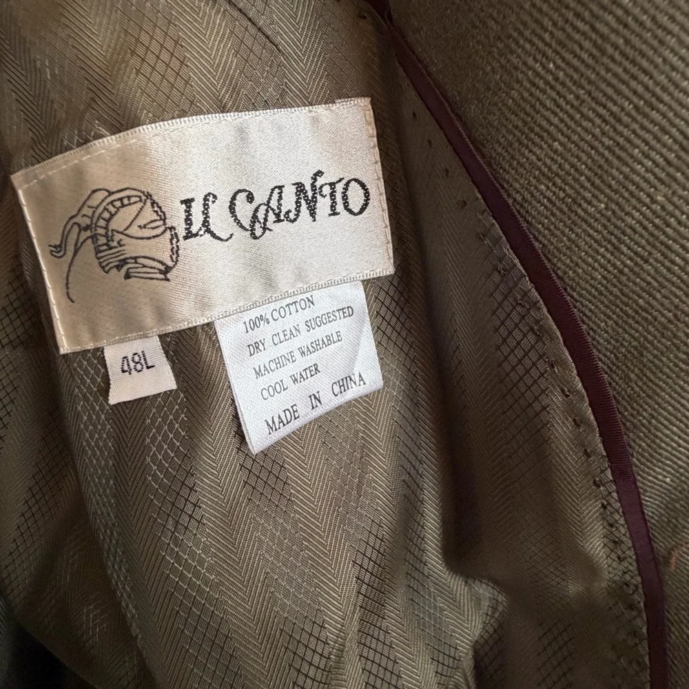 IL Canto Olive Green Denim Trench Coat